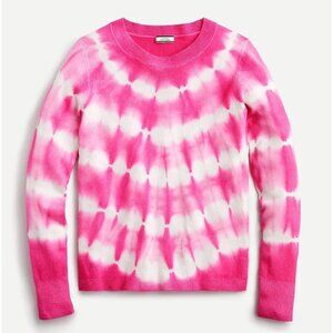 J CREW 100% Cashmere XS Long Sleeve Crewneck Sweater Tie Dye Pink Pullover AK035